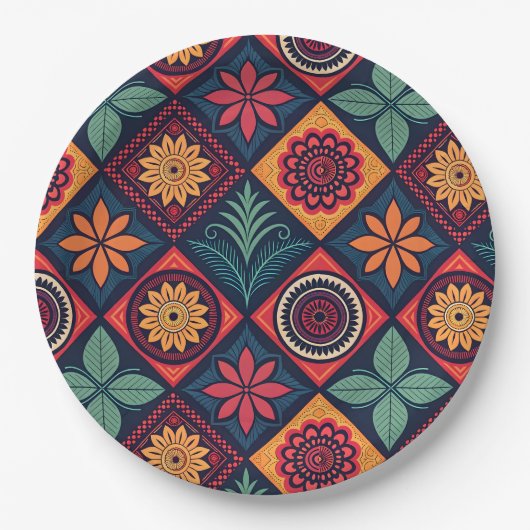 Flowers Magic Pattern Papieren Bordje (Voorkant)