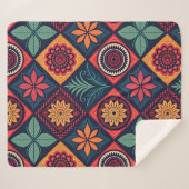 Flowers Magic Pattern Sherpa Deken (Voorkant (horizontaal))