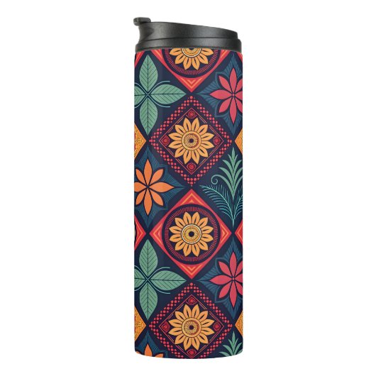 Flowers Magic Pattern Thermosbeker (Geroteerd rechts)