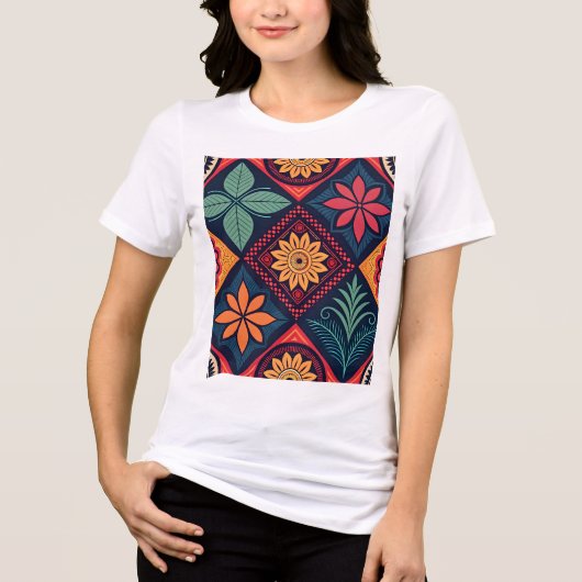 Flowers Magic Pattern Tri-Blend Shirt (Voorkant)