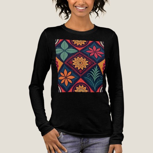 Flowers Magic Pattern Tri-Blend Shirt (Voorkant)