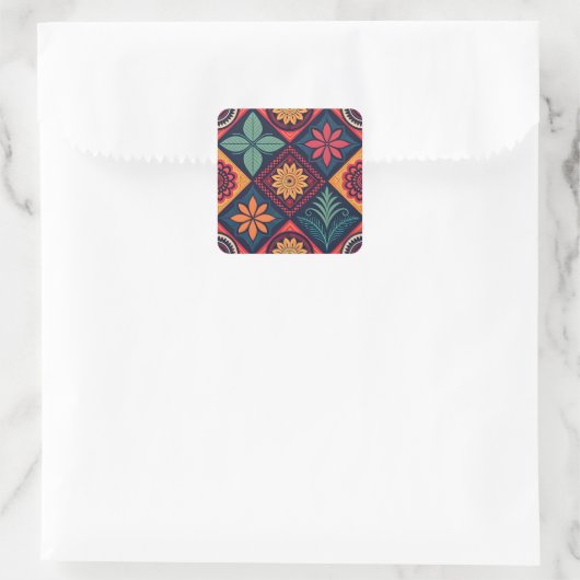 Flowers Magic Pattern Vierkante Sticker (Tas)