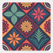 Flowers Magic Pattern Vierkante Sticker (Voorkant)