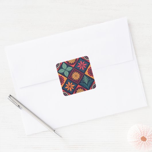 Flowers Magic Pattern Vierkante Sticker (Envelop)