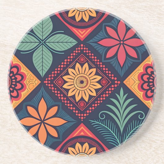 Flowers Magic Pattern Zandsteen Onderzetter (Voorkant)