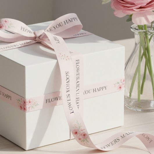 Flowers Make You Happy Custom Floral Gift Wrapping Satijnen Lint