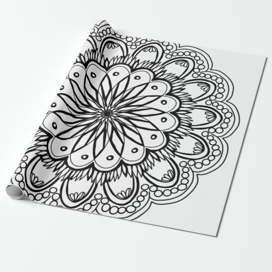 Flowers mandala hand drawing cadeaupapier (Uitgerold)