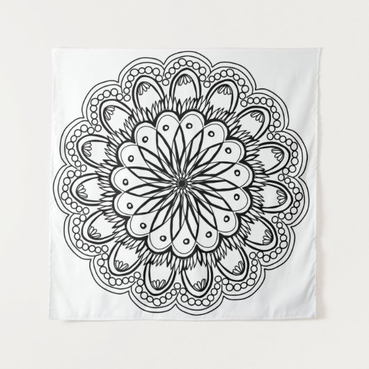 Flowers mandala hand drawing wandkleed (Voorkant (horizontaal))