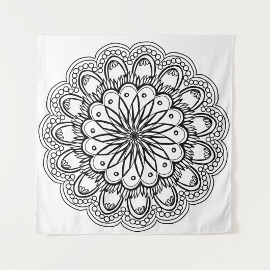 Flowers mandala hand drawing wandkleed (Voorkant)