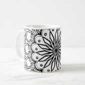 Flowers mandala handtekening koffiemok (Voorkant links)