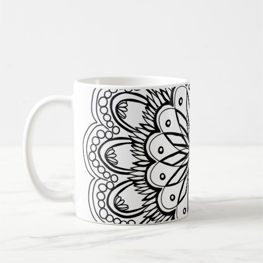 Flowers mandala handtekening koffiemok (Links)