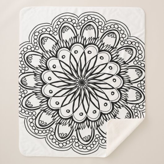 Flowers mandala handtekening sherpa deken (Voorkant)
