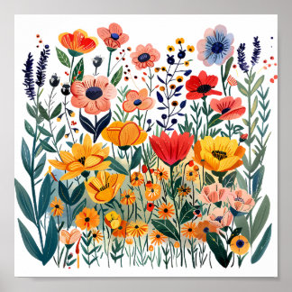 Flowers Meadow Botanical Wildflower Poster