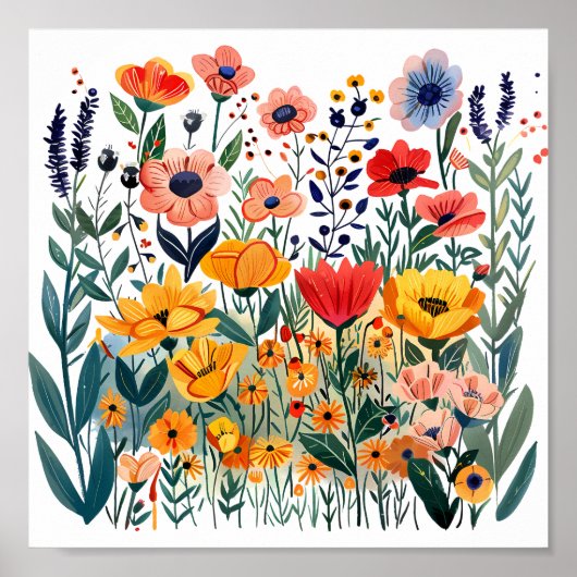 Flowers Meadow Botanical Wildflower Poster (Voorkant)