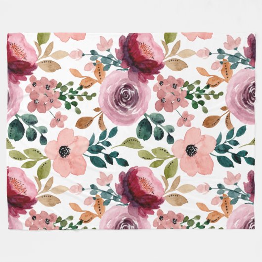 Flowers Modern en Fresh Pattern Fleece Deken (Voorkant (Horizontaal))