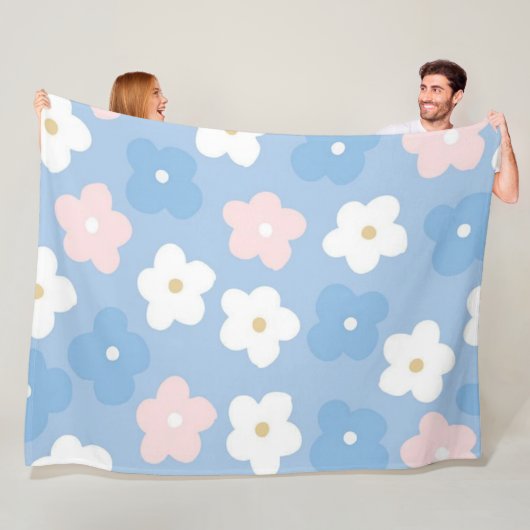 Flowers Modern en Fresh Pattern Fleece Deken (In situ)