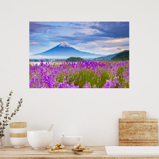 Flowers Mount Fugi Japan Poster (Keuken)