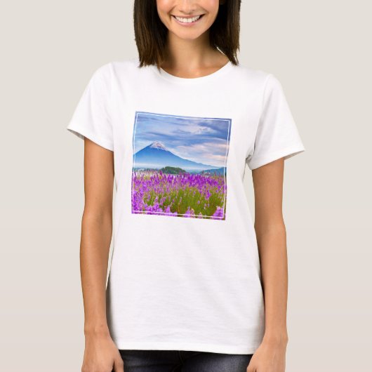 Flowers Mount Fugi Japan T-shirt (Voorkant)