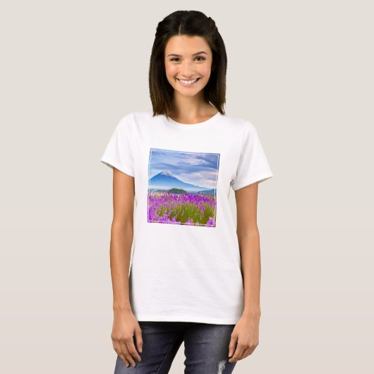 Flowers Mount Fugi Japan T-shirt (Voorkant volledig)