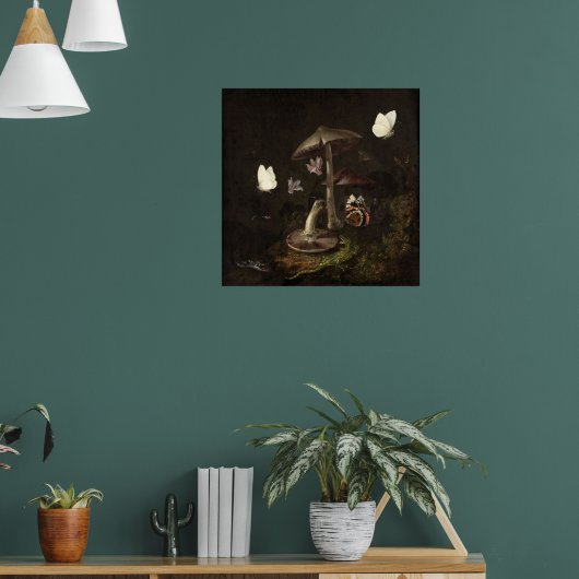Flowers mushrooms butterflies lizard & Snake Poster (Woonkamer 1)