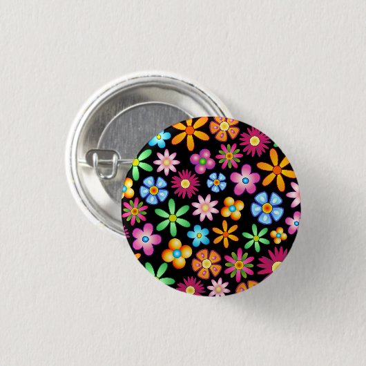 Flowers Naif Design Ronde Button 3,2 Cm (Voorkant /achterkant)
