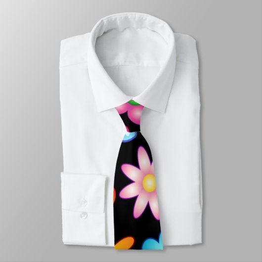 Flowers Naif  Retro Style Design Stropdas (Gebonden)