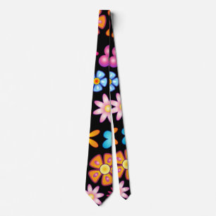 Flowers Naif  Retro Style Design Stropdas