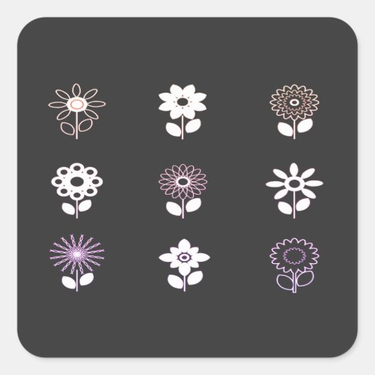 Flowers, Nature, Flower Icons Vierkante Sticker (Voorkant)