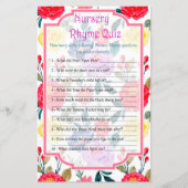 Flowers Nursery Rhyme Quiz baby shower game (Voorkant)