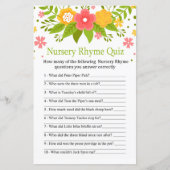 Flowers Nursery Rhyme Quiz baby shower game (Voorkant)