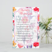 Flowers Nursery Rhyme Quiz baby shower game (Staand voorkant)