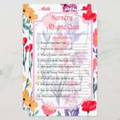 Flowers Nursery Rhyme Quiz baby shower game (Voorkant / Achterkant)