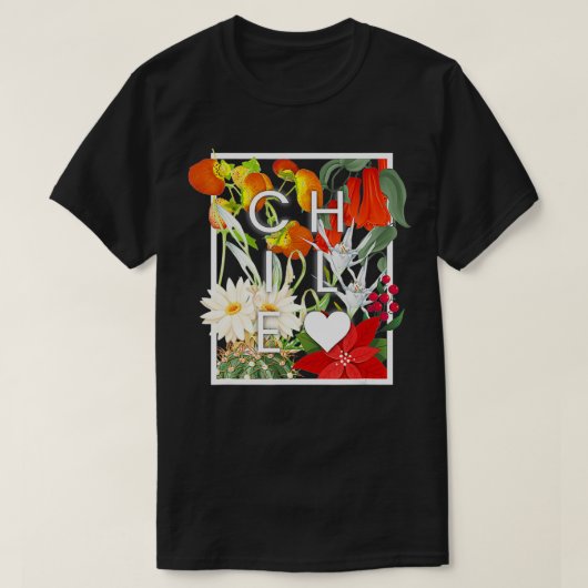 Flowers of Chile Word Art  Chilean Pride  T-shirt (Design voorkant)
