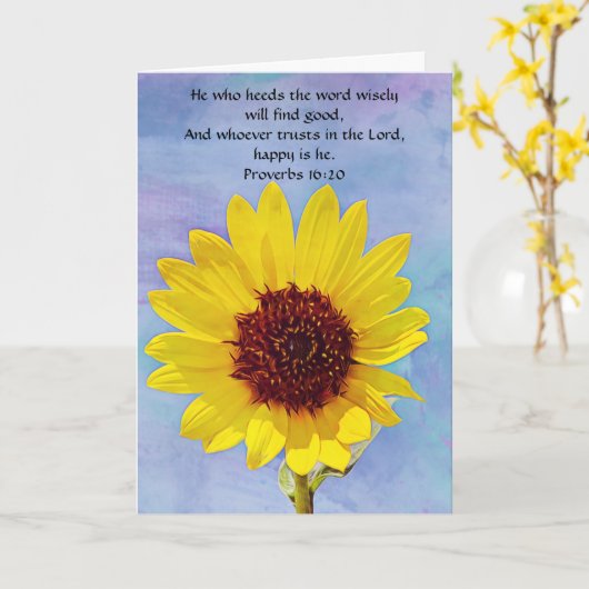 Flowers of Faith Proverbs 16:20 Note Kaart (Gele Bloem)