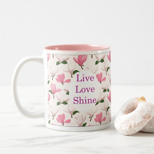 Flowers of Hope Mug Tweekleurige Koffiemok (Met donut)
