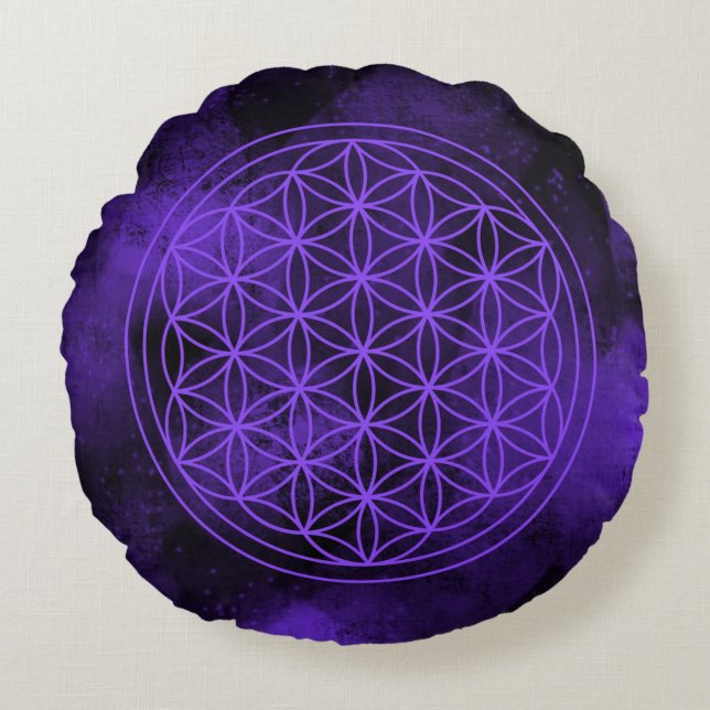 Flowers of life rond kussen (Voorkant)