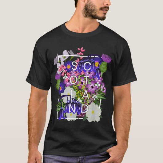 Flowers of Scotland Word Art - Scottish Pride T-shirt (Voorkant)