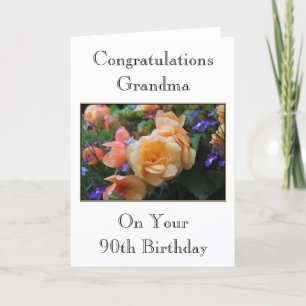 Flowers, oma 90ste verjaardag Kaart. Kaart