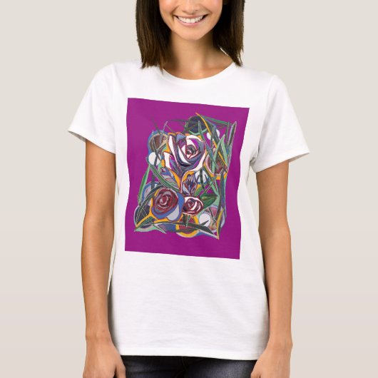 Flowers, on a purple background t-shirt (Voorkant)