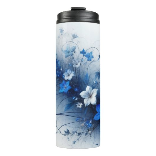 Flowers on a Vine Blue and White Thermal Tumbler Thermosbeker (Voorkant)