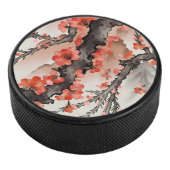 Flowers on Black Hockey Puck (3/4)
