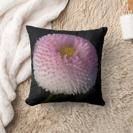 flowers on black - rosa Bellis Kussen (Deken)