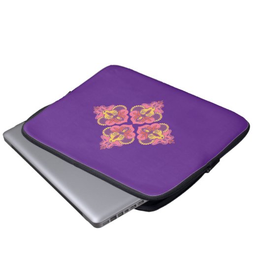 Flowers on Purple Electronics Bag Laptop Sleeve (Voorkant onderkant)
