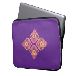 Flowers on Purple Electronics Bag Laptop Sleeve