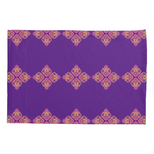 Flowers on Purple Pillowcase Kussensloop (Achterkant-Links)