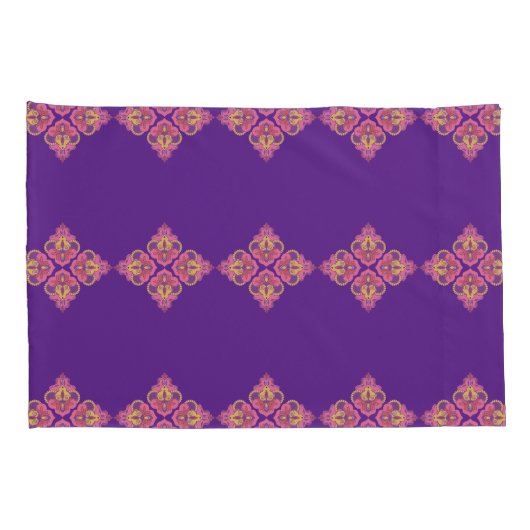 Flowers on Purple Pillowcase Kussensloop (Achterkant-Rechts)