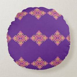 Flowers on Purple Round Pillow Rond Kussen
