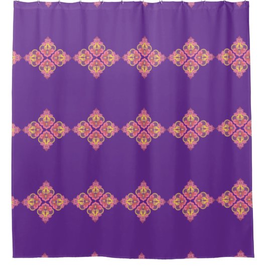 Flowers on Purple Shower Curtain Douchegordijn (Voorkant)
