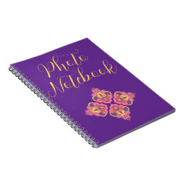 Flowers on Purple Spiral Photo Notebook Notitieboek