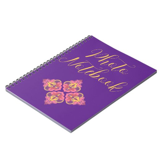 Flowers on Purple Spiral Photo Notebook Notitieboek (Linkerzijde)